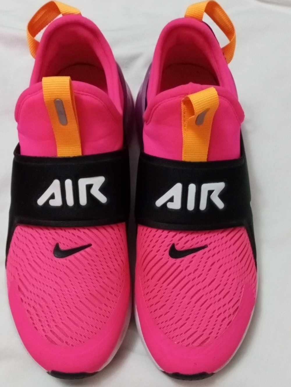Nike Kids Air Slip-On Sneakers - Hot Pink with Black and Orange Accents